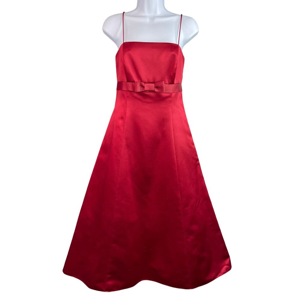 David's Bridal Red Satin Wedding Dress